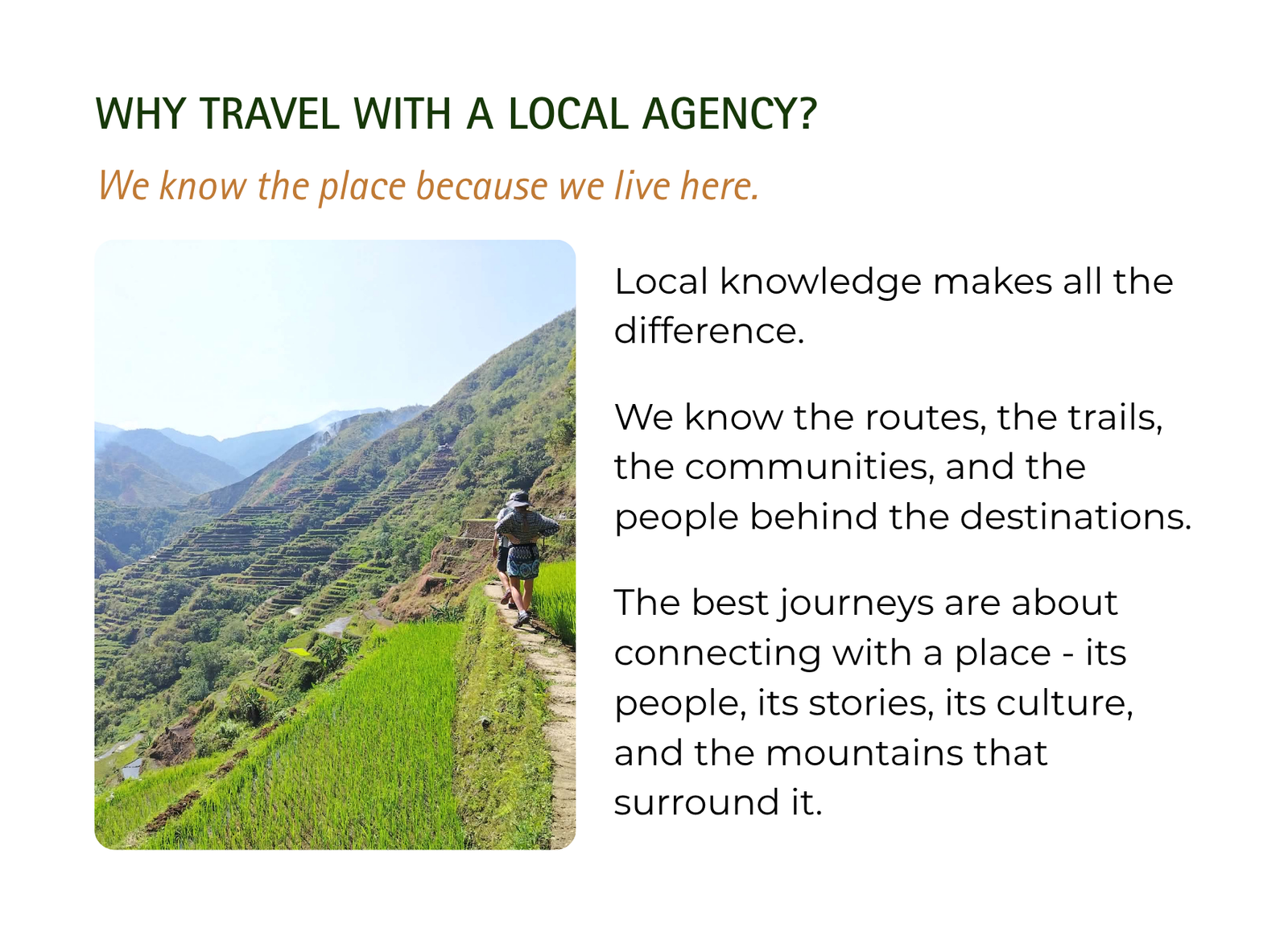 Why travel with a local agency?